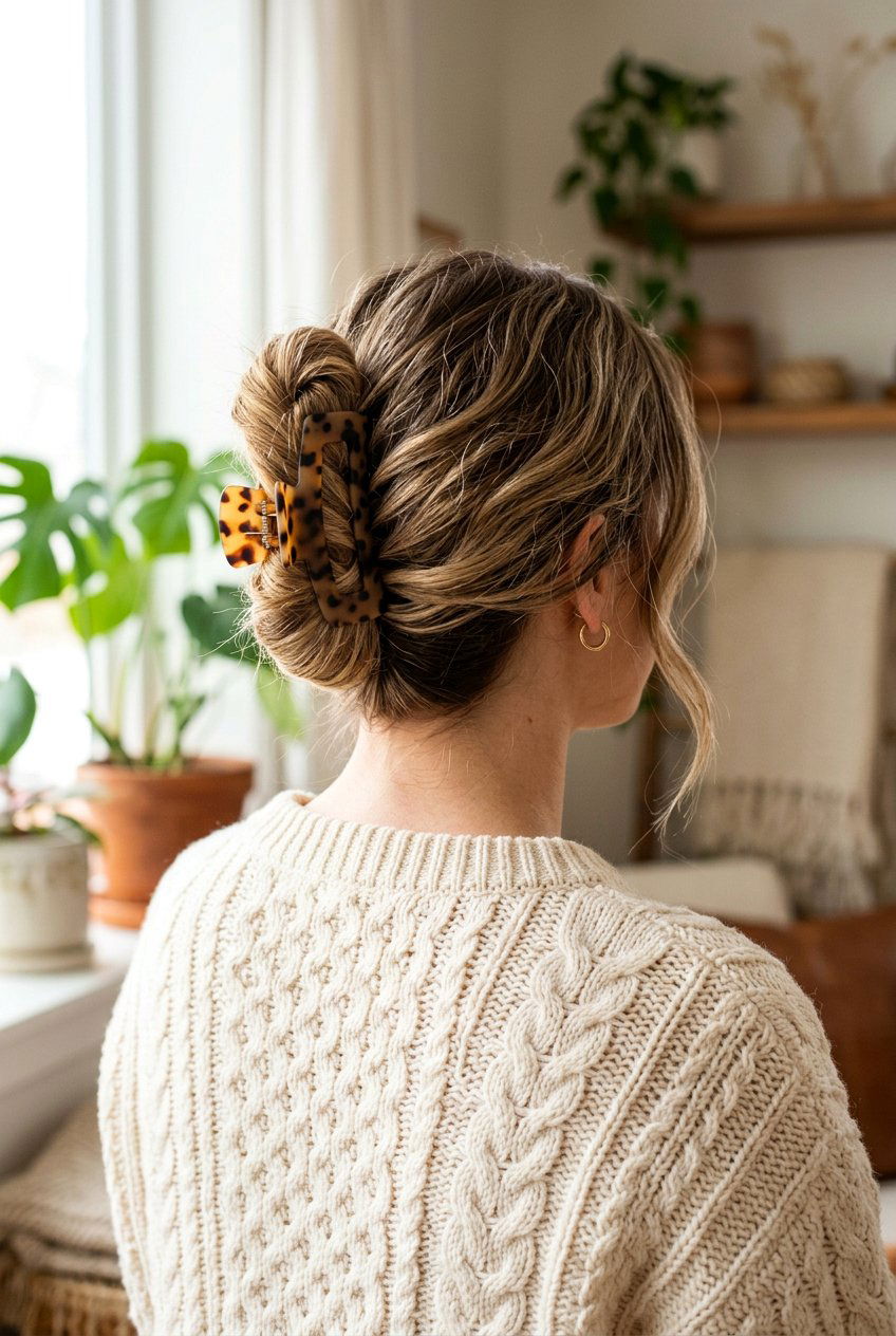 Claw clip bun for long hair - 20 dark academia bun for women - 20 dark academia bun for women