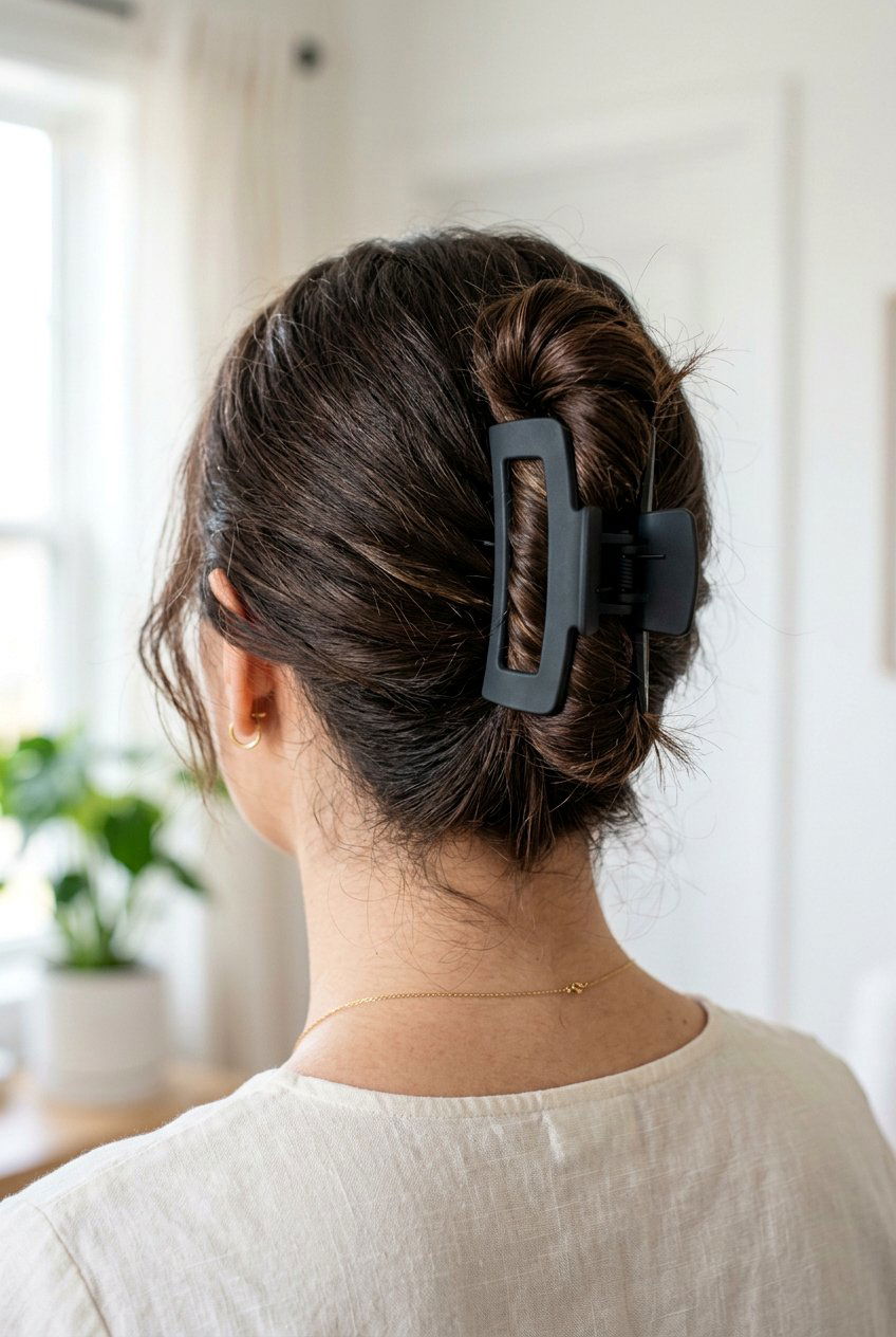 Claw clip updo - 20 quick no heat hairstyle for mornings - 20 quick no heat hairstyle for mornings