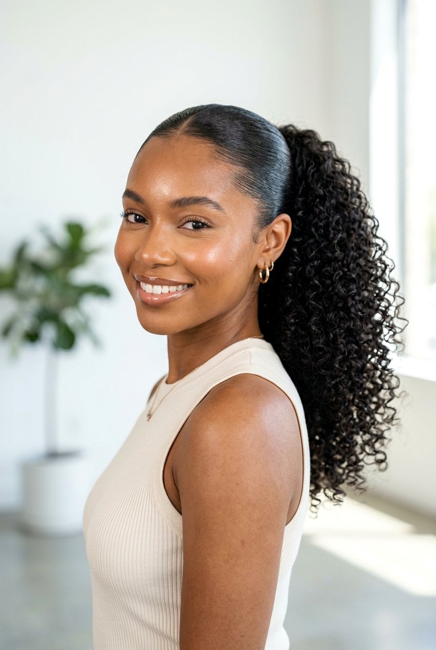 Clean Girl Curly Ponytail - 20 clean girl ponytail hairstyle - 20 clean girl ponytail hairstyle