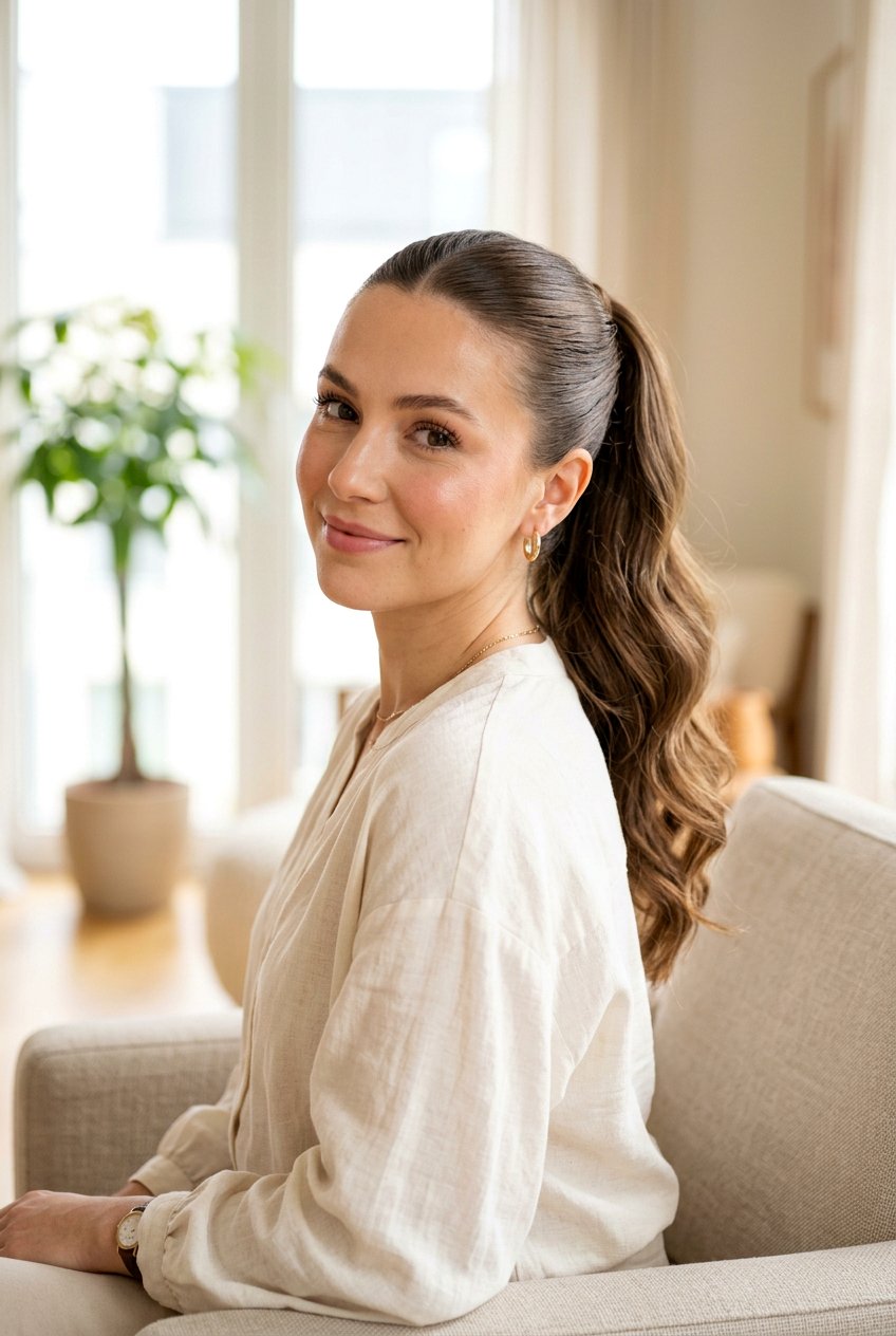 Clean Girl Ponytail With Soft Waves - 20 clean girl ponytail hairstyle - 20 clean girl ponytail hairstyle