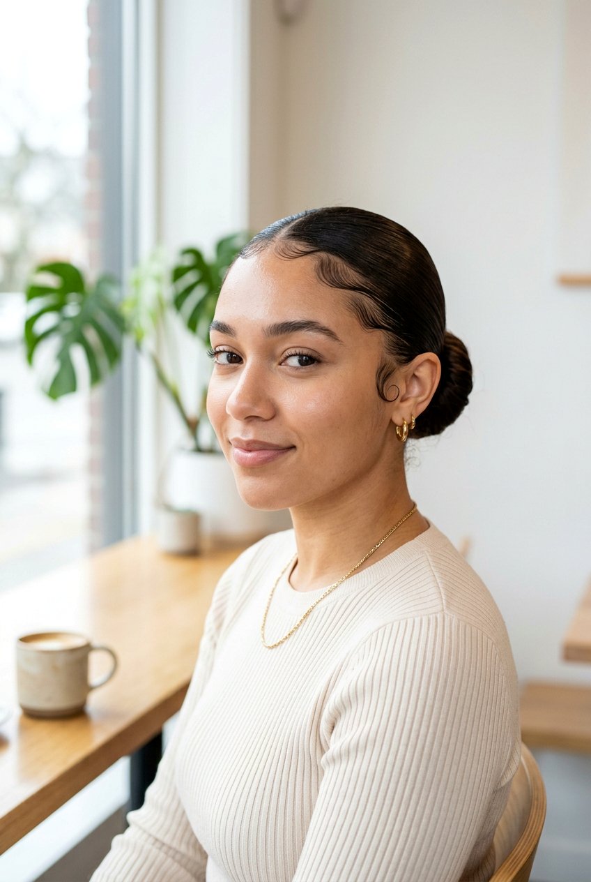 Clean Girl Slick Bun With Baby Hairs Styled - 20 clean girl slick bun - 20 clean girl slick bun