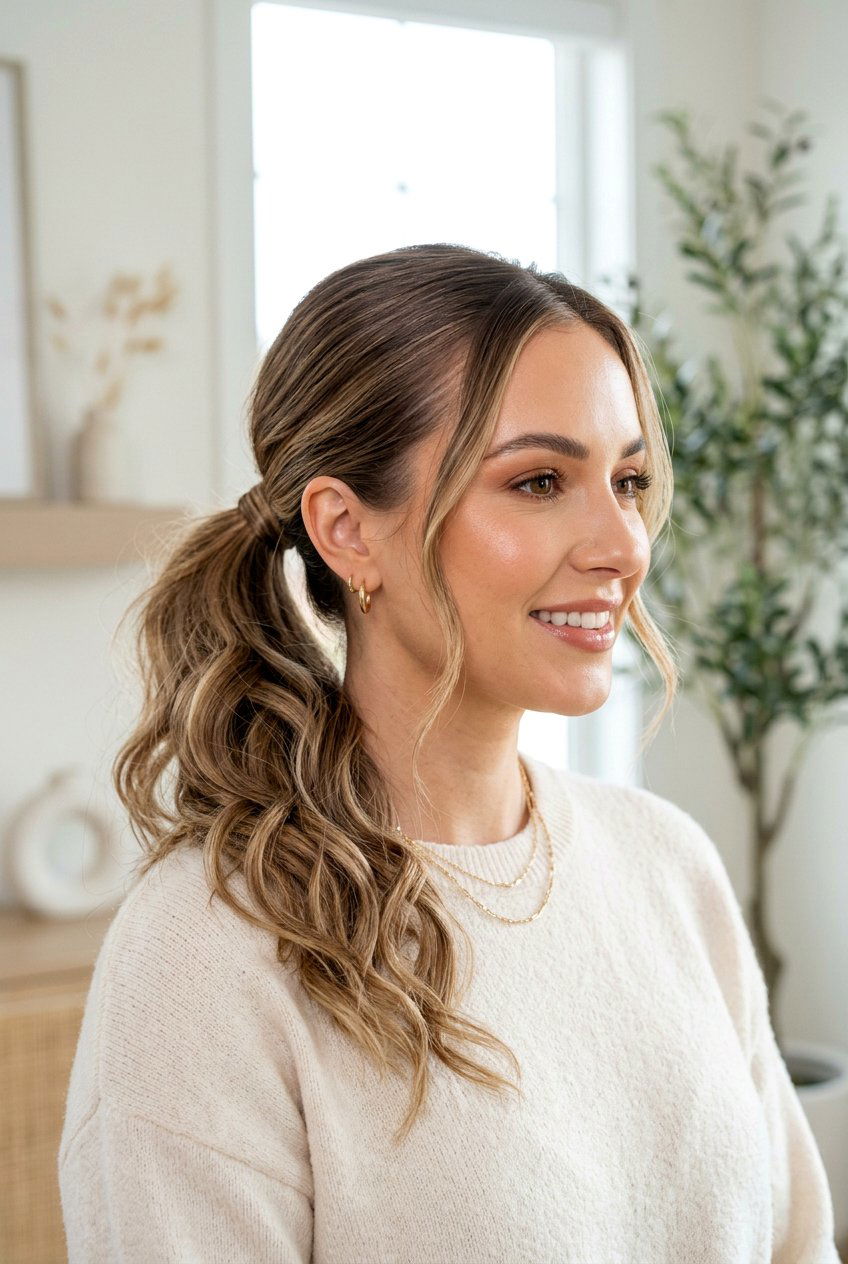 Clean Girl Textured Low Ponytail - 20 clean girl ponytail hairstyle - 20 clean girl ponytail hairstyle