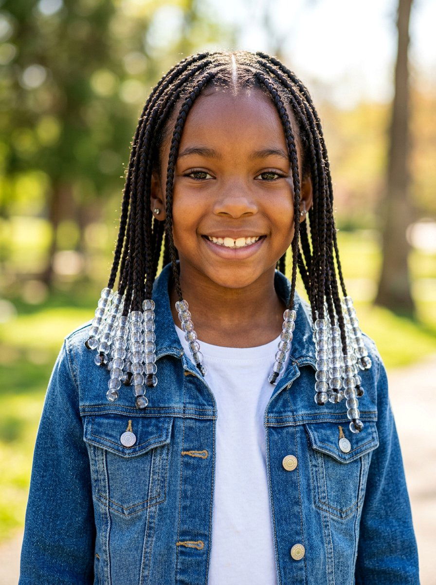 Clear Beads Box Braids For Girls - 20 kids box braids with beads - 20 kids box braids with beads