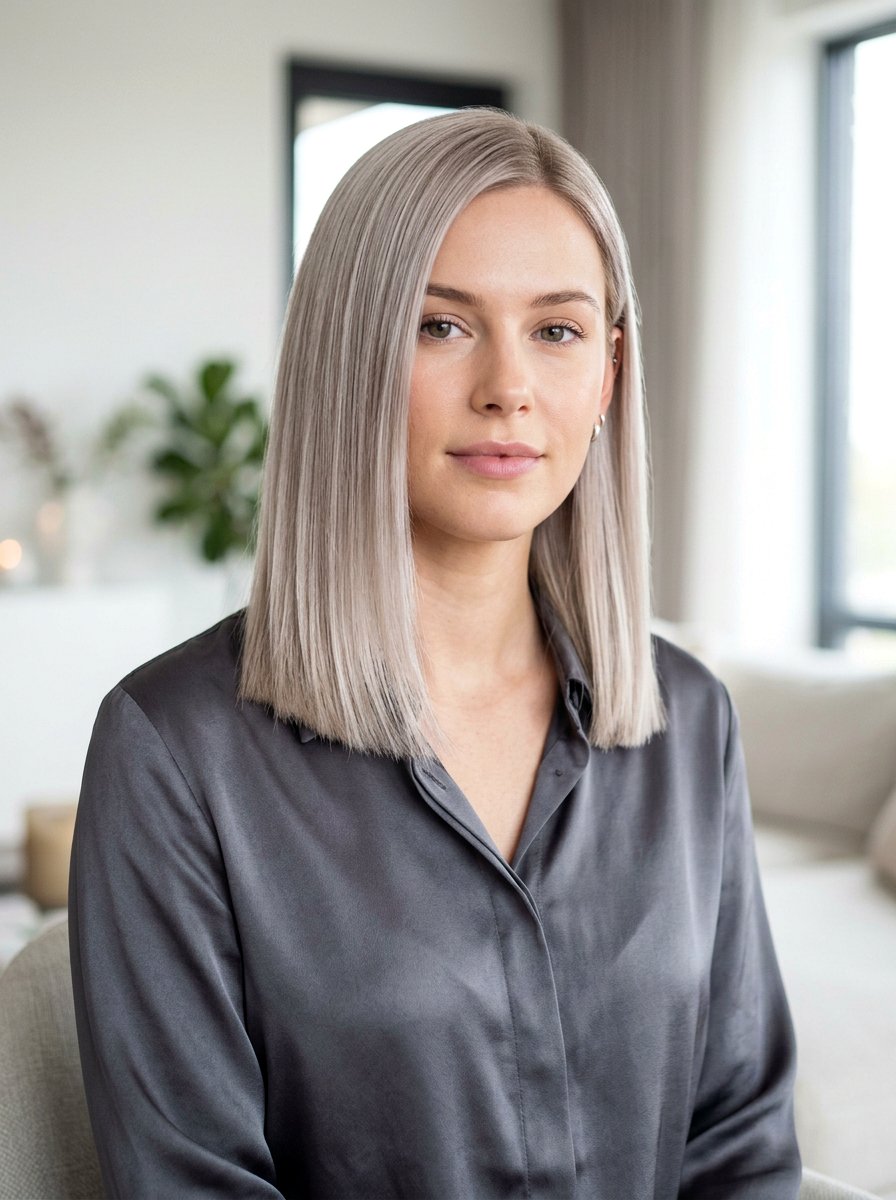 Clear Gloss On Ash Blonde Blunt Cut - 20 clear gloss hair ideas for shine - 20 clear gloss hair ideas for shine