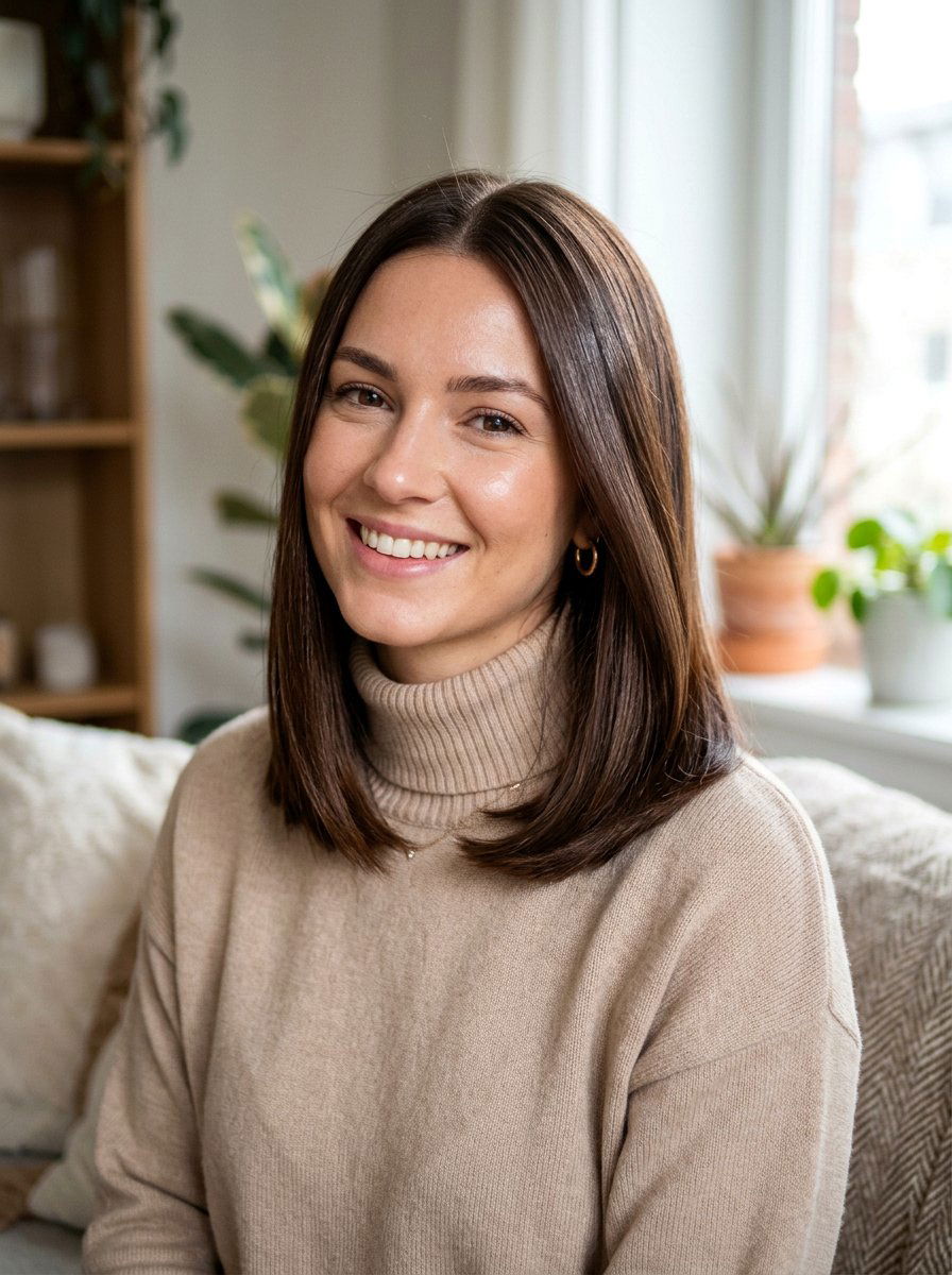 Clear Gloss On Brunette Lob - 20 clear gloss hair ideas for shine - 20 clear gloss hair ideas for shine