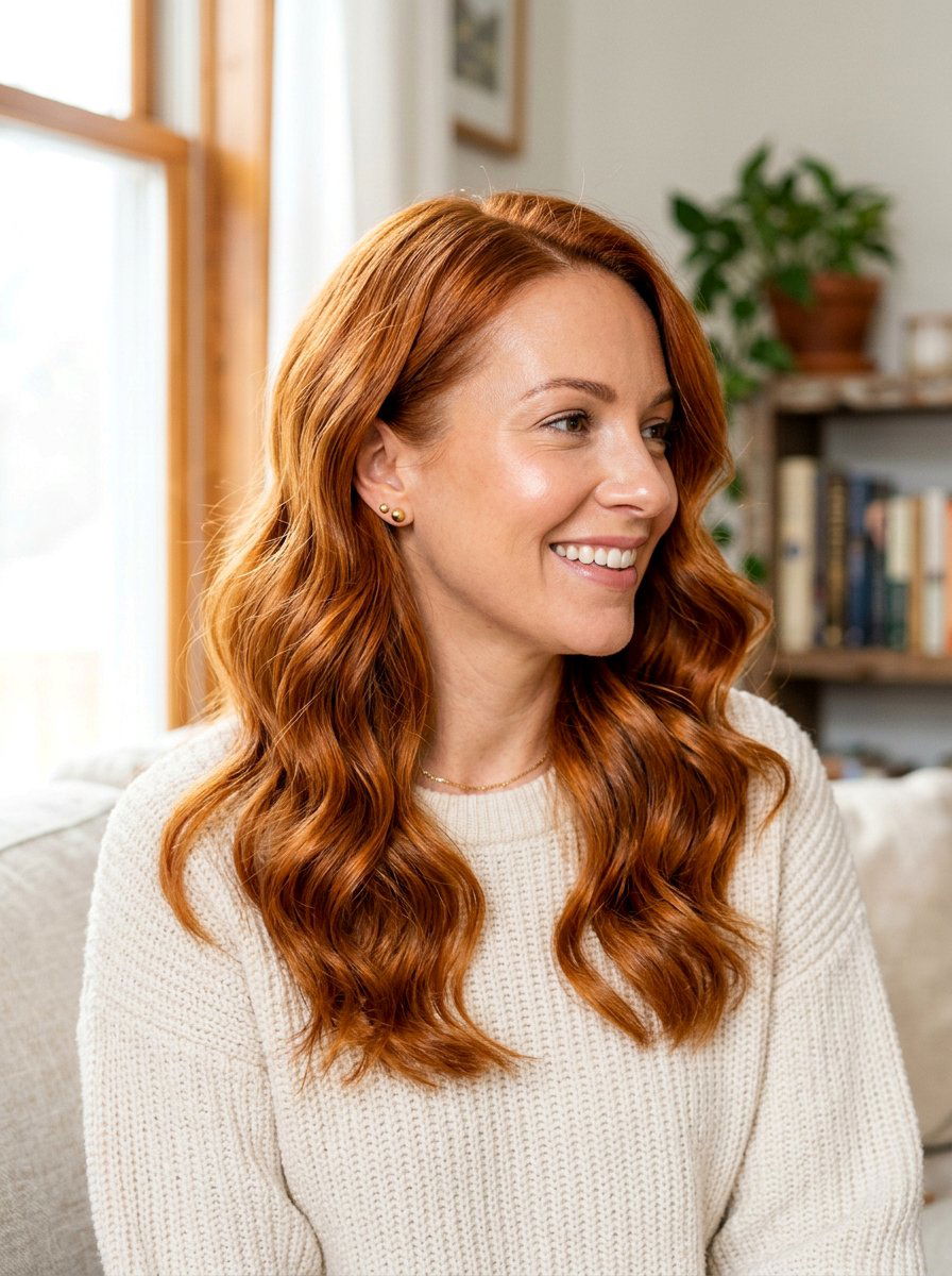 Clear Gloss On Copper Waves - 20 clear gloss hair ideas for shine - 20 clear gloss hair ideas for shine