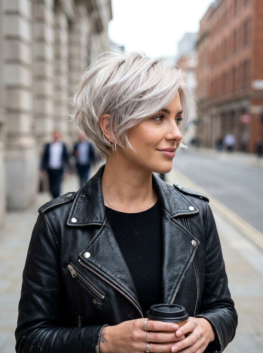 Clear Gloss On Icy Blonde Textured Cut - 20 clear gloss hair ideas for shine - 20 clear gloss hair ideas for shine