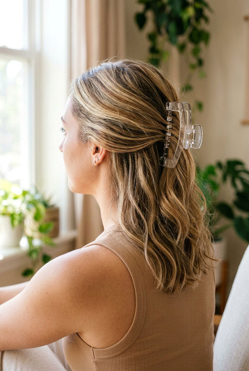 Clear Resin Claw Clip - 20 claw clip half up hairstyle - 20 claw clip half up hairstyle