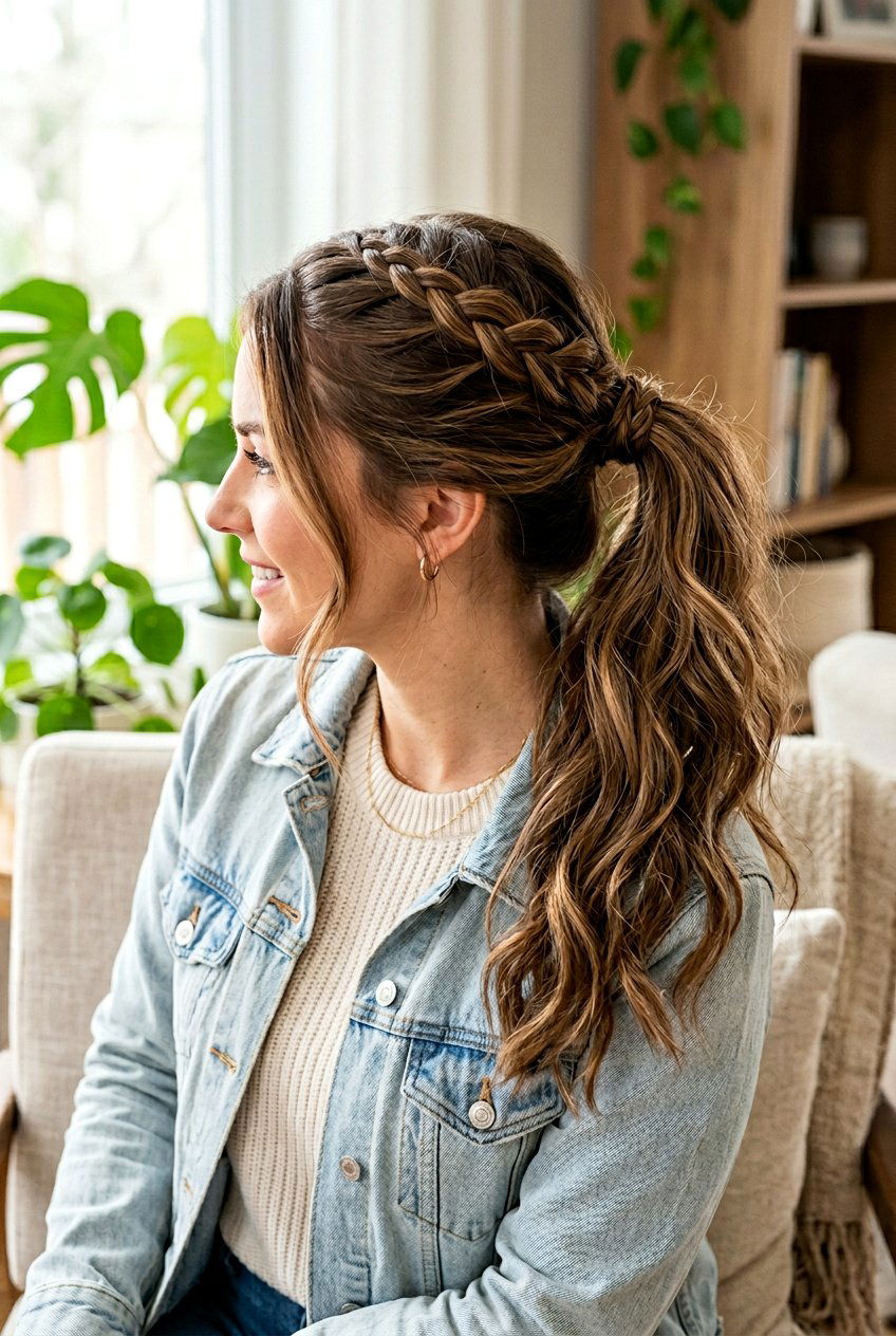 Clip In Ponytail With French Braid Top - 20 clip in ponytail hairstyles - 20 clip in ponytail hairstyles