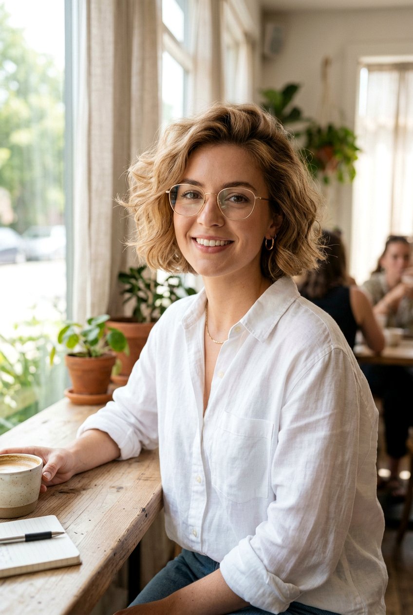 Cloud Bob With Glasses - 20 chin length bob for women with glasses - 20 chin length bob for women with glasses