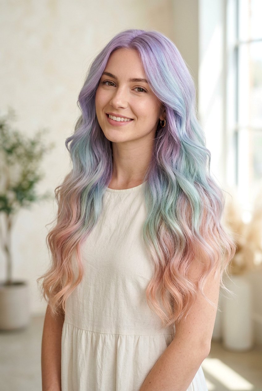 Cloudy Pastel Hair Color Blend - 20 statement hair color ideas - 20 statement hair color ideas