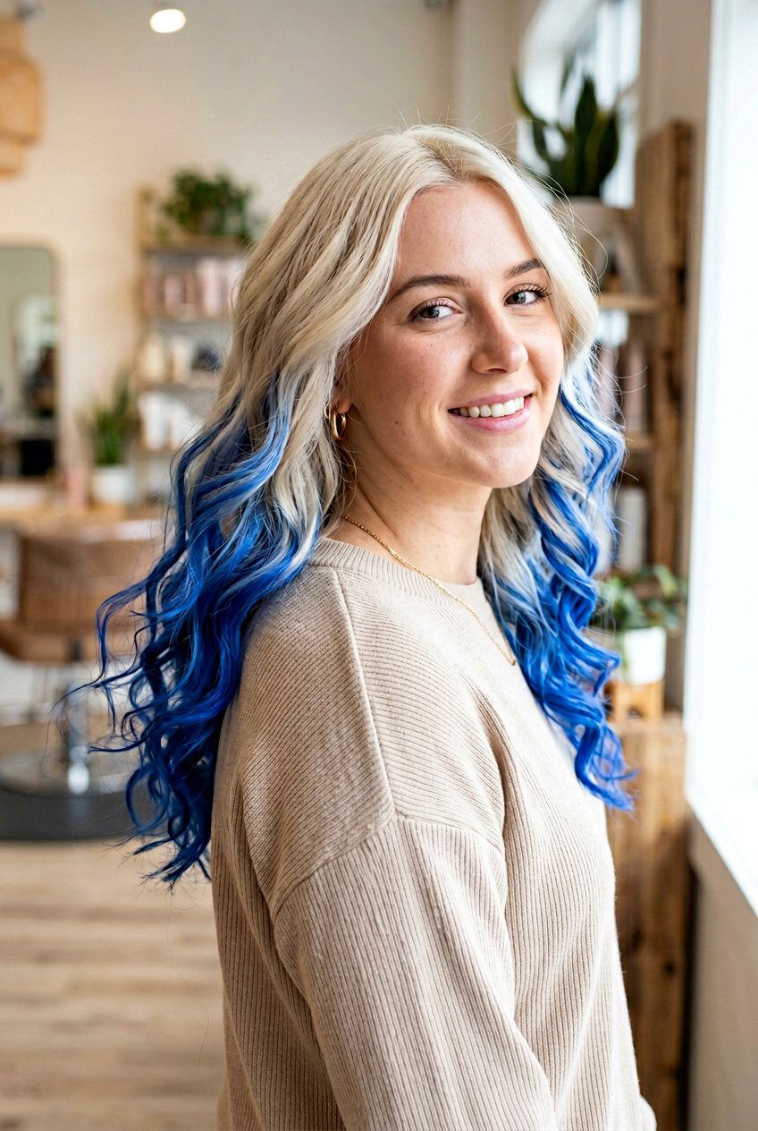Cobalt Blue Balayage On Blonde Hair - 20 cobalt blue balayage - 20 cobalt blue balayage