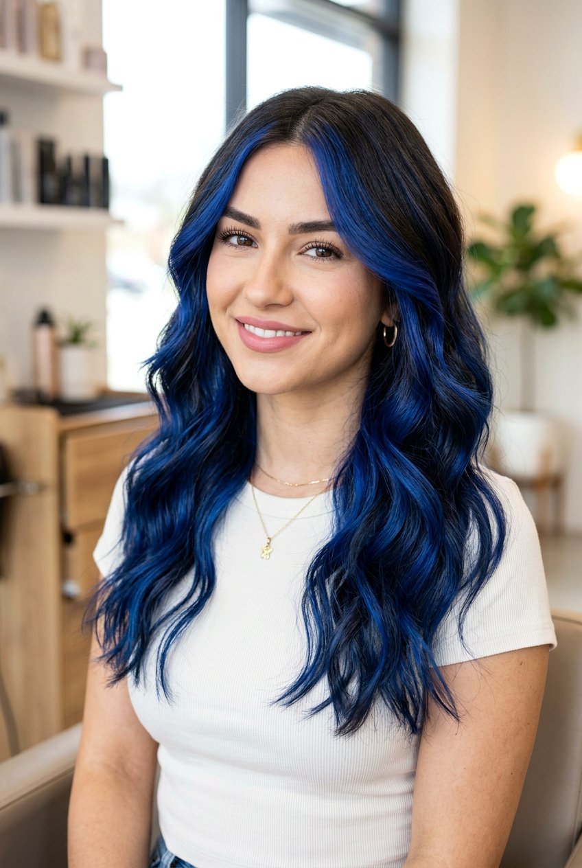Cobalt Blue Balayage On Dark Brown Hair - 20 cobalt blue balayage - 20 cobalt blue balayage