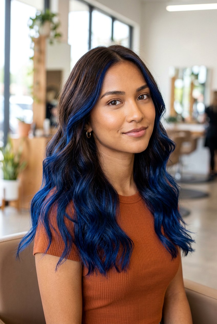 Cobalt Blue Balayage On Warm Skin Tone - 20 cobalt blue balayage - 20 cobalt blue balayage