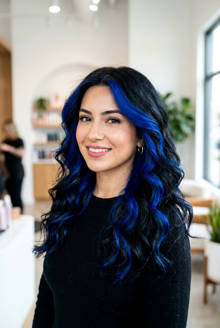 Cobalt blue highlights black hair - 20 black hair with blue highlights - 20 black hair with blue highlights