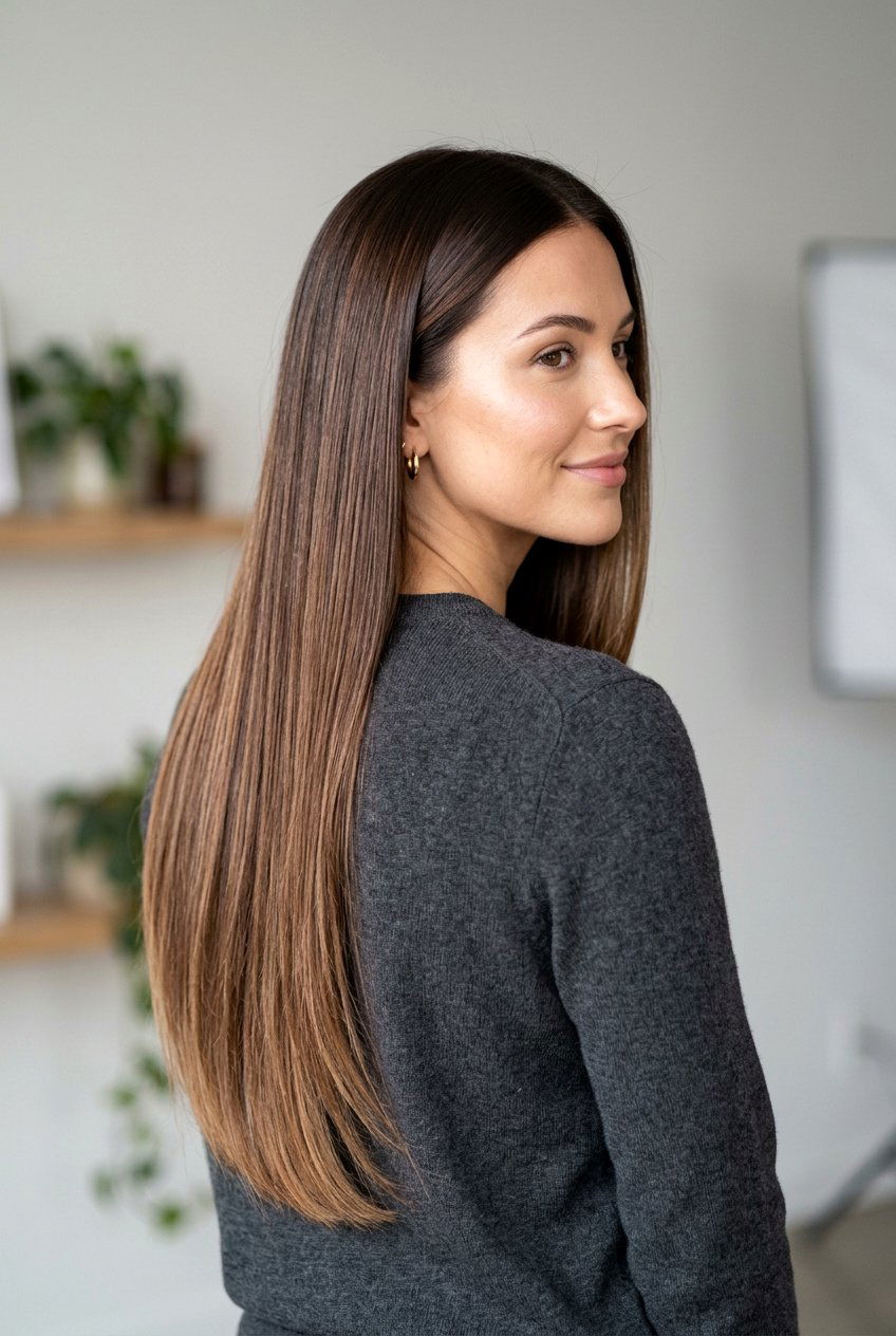 Cocoa Balayage On Straight Sleek Hair - 20 cool cocoa balayage - 20 cool cocoa balayage