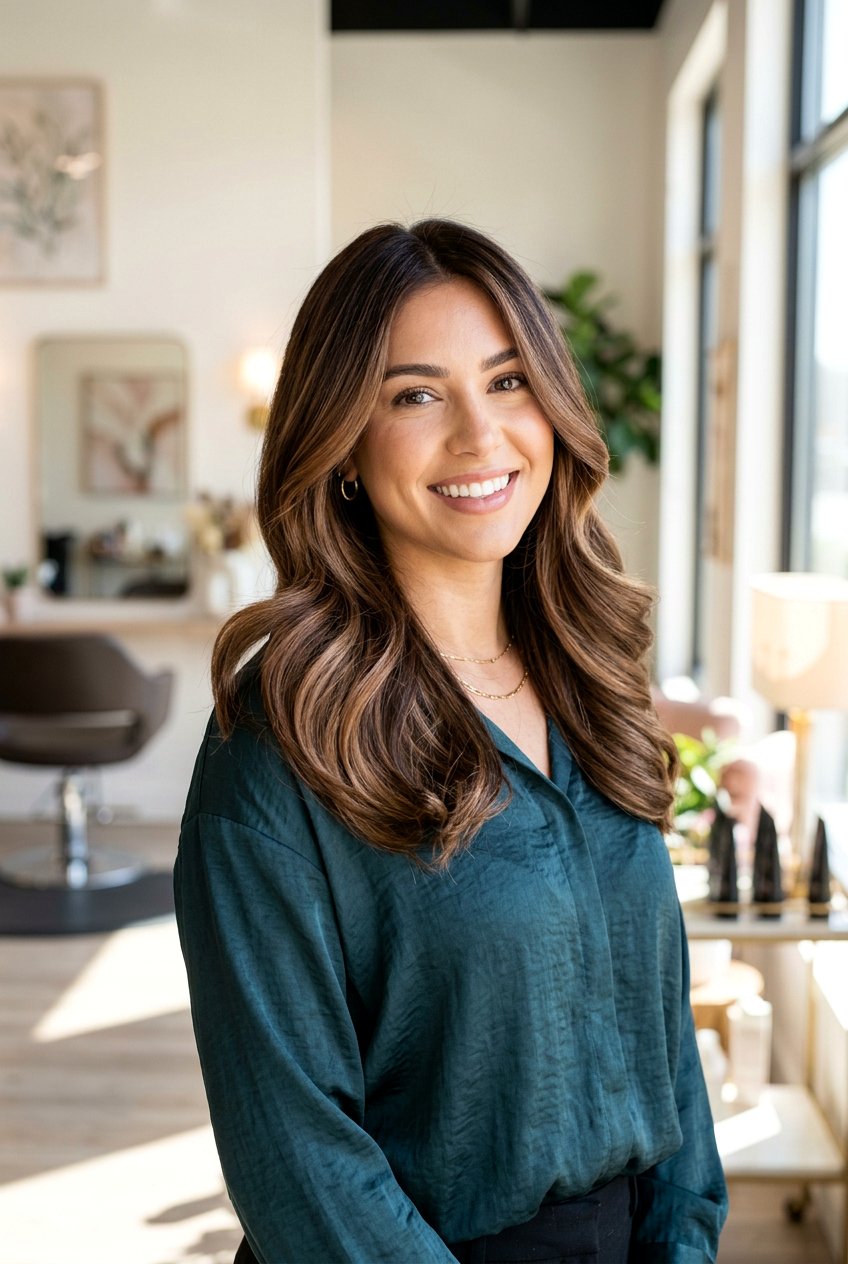 Cocoa Balayage With Glossy Blowout Finish - 20 cool cocoa balayage - 20 cool cocoa balayage