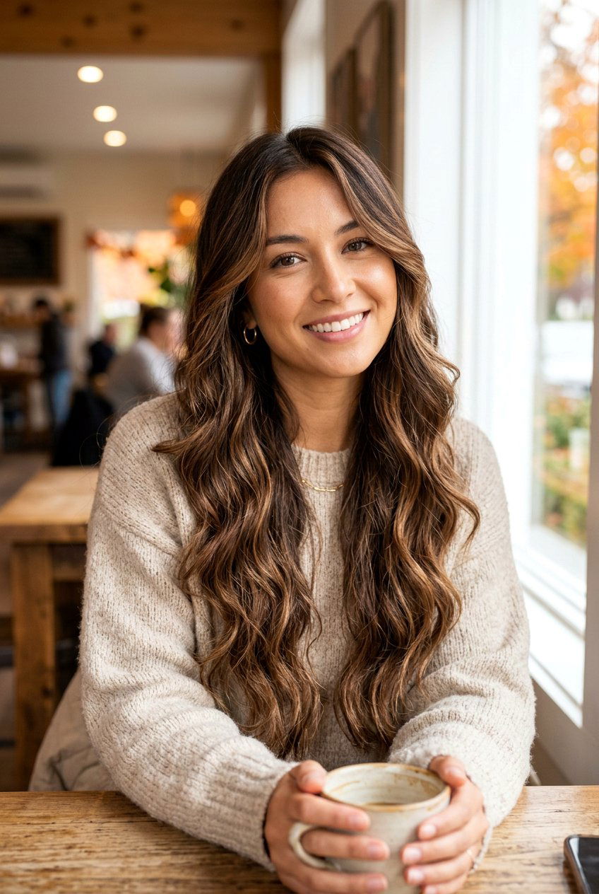 Cocoa Chestnut Balayage On Long Hair - 20 cocoa chestnut balayage - 20 cocoa chestnut balayage