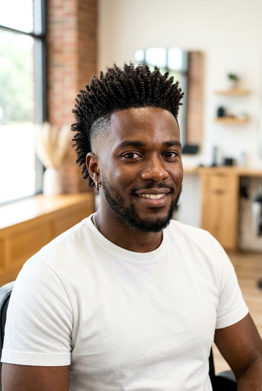 Coily Afro Mohawk With Sponge Twists - 20 afro mohawk hairstyle - 20 afro mohawk hairstyle