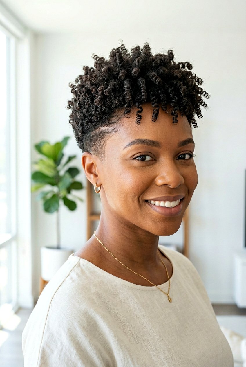 Coily Pixie Cut Tapered Sides - 20 natural pixie cut for black women - 20 natural pixie cut for black women