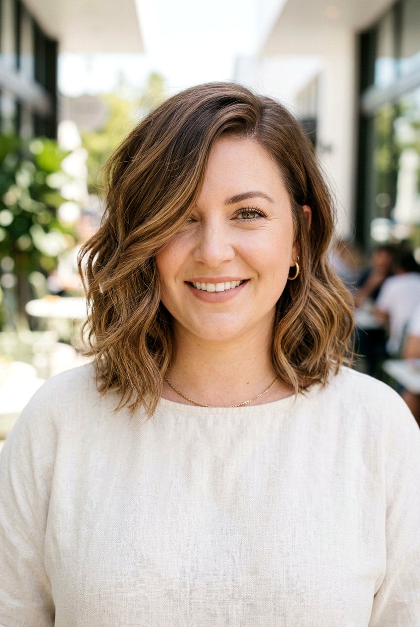 Collarbone Bob With Deep Side Part and Waves - 20 collarbone bob for round face - 20 collarbone bob for round face