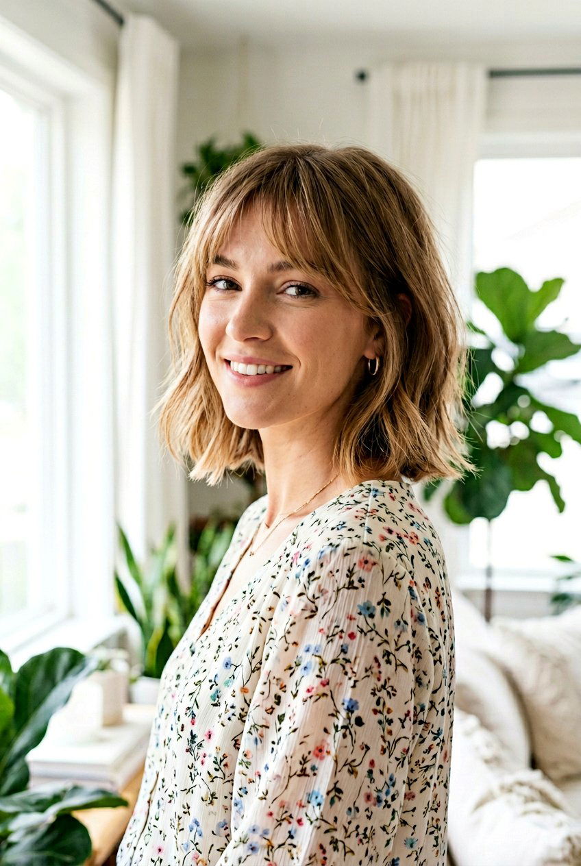 Collarbone Bob With Wispy Side Bangs - 20 collarbone bob with side bangs - 20 collarbone bob with side bangs