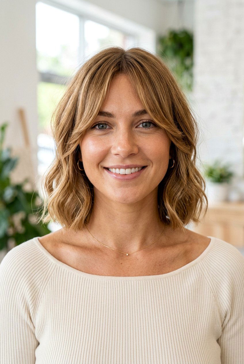 Collarbone Cut With Curtain Bangs For Round Face - 20 collarbone haircut with curtain bangs - 20 collarbone haircut with curtain bangs