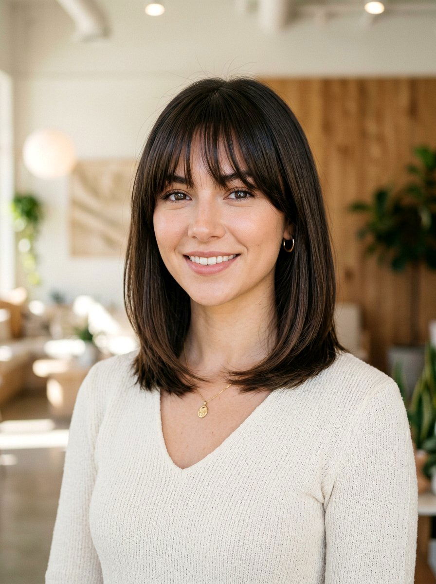 Collarbone Cut With Face Framing Fringe - 20 haircut to fix heavy bangs - 20 haircut to fix heavy bangs