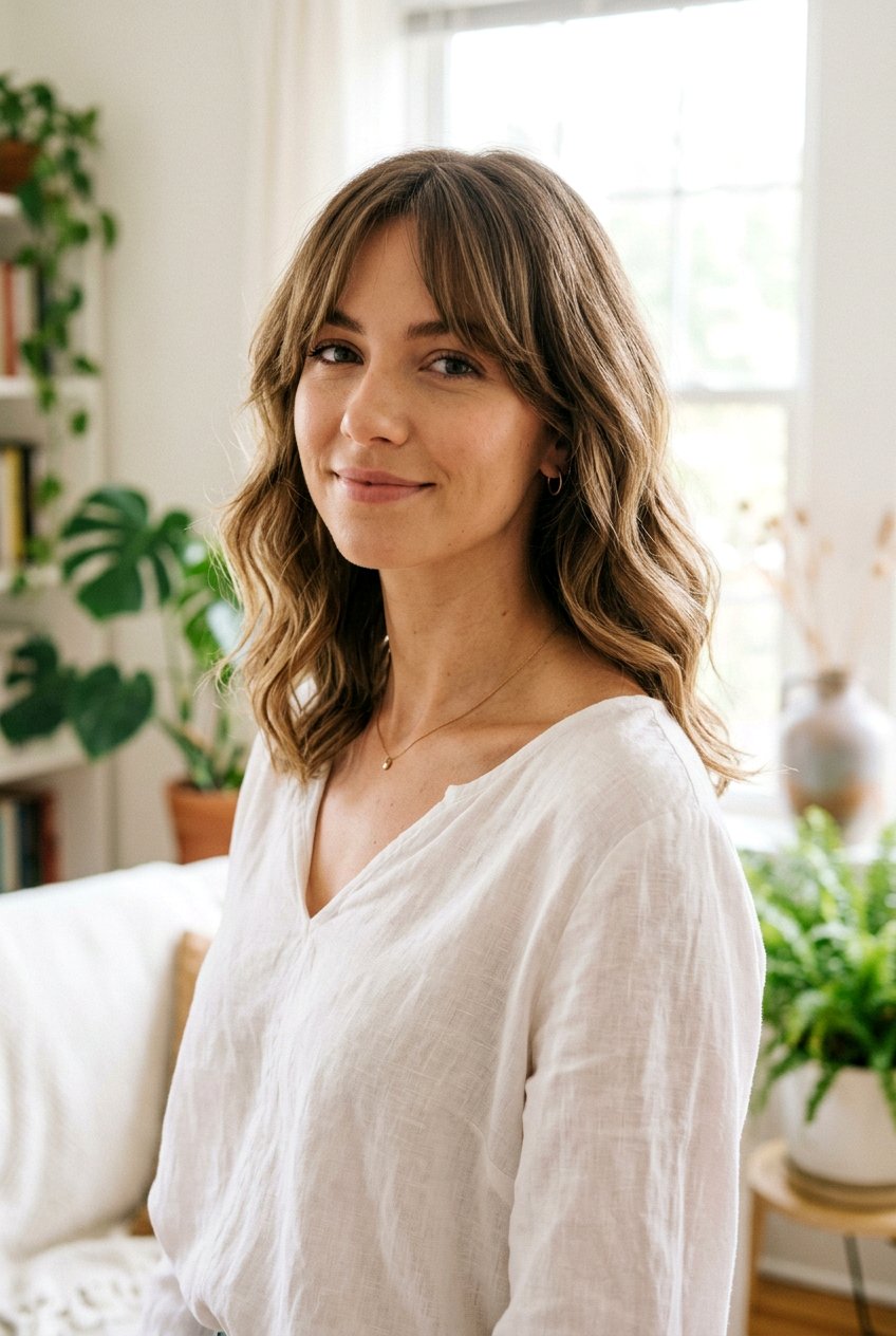 Collarbone Cut With Soft Waves And Curtain Bangs - 20 collarbone haircut with curtain bangs - 20 collarbone haircut with curtain bangs