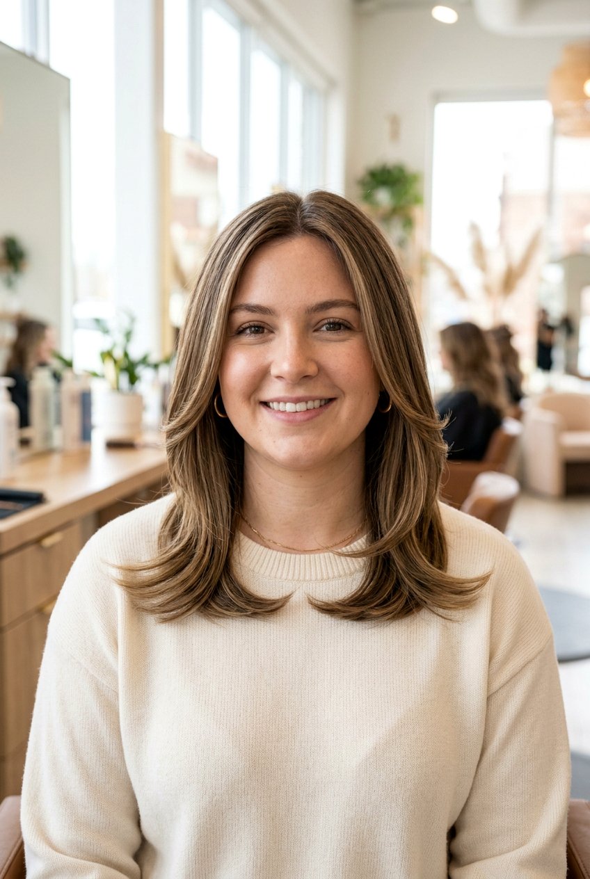 Collarbone Length Cut With Long Layers - 20 medium haircut for round face women - 20 medium haircut for round face women