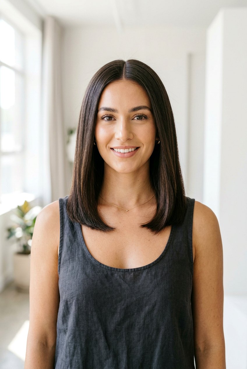 Collarbone Length Lob With Middle Part - 20 collarbone haircut for thick hair - 20 collarbone haircut for thick hair