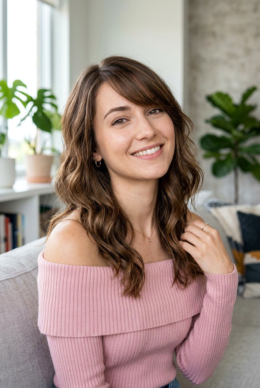 Collarbone Length Wavy Hair With Side Bangs - 20 collarbone haircut for wavy hair - 20 collarbone haircut for wavy hair