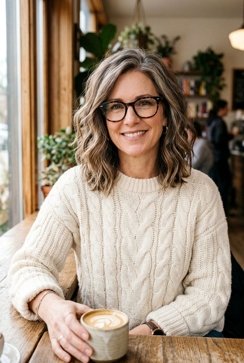 Collarbone Lob Haircut - 20 hairstyles for women with glasses over 40 - 20 hairstyles for women with glasses over 40