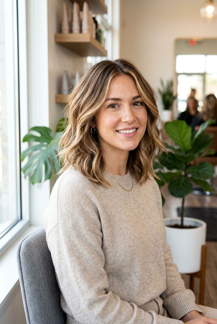 Collarbone Lob With Layers And Balayage - 20 collarbone lob with layers - 20 collarbone lob with layers