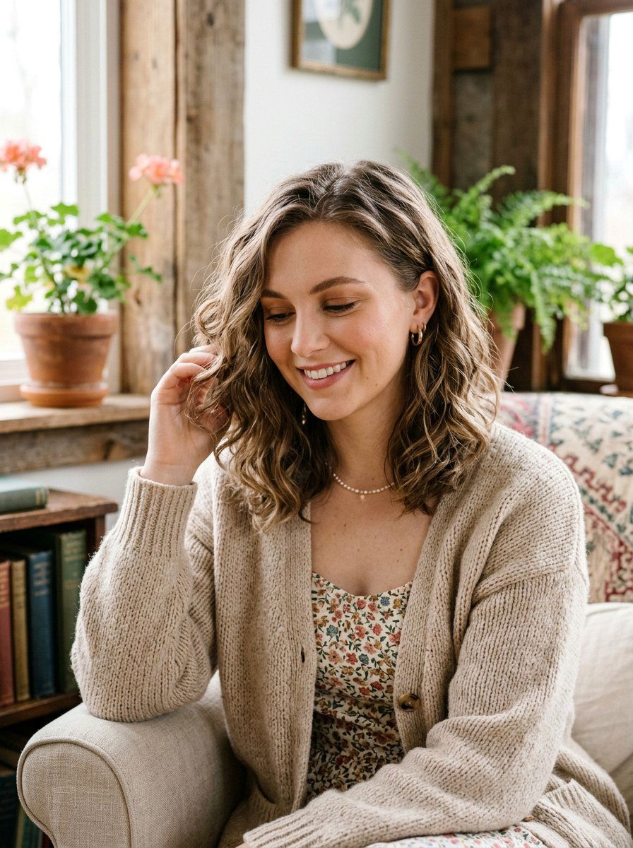 Collarbone Wavy Cottagecore Haircut - 20 cottagecore haircut ideas - 20 cottagecore haircut ideas