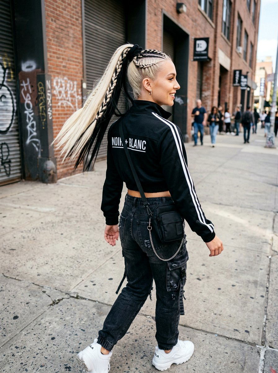 Color Block Track Ponytail - 20 track hairstyle with slick ponytail - 20 track hairstyle with slick ponytail