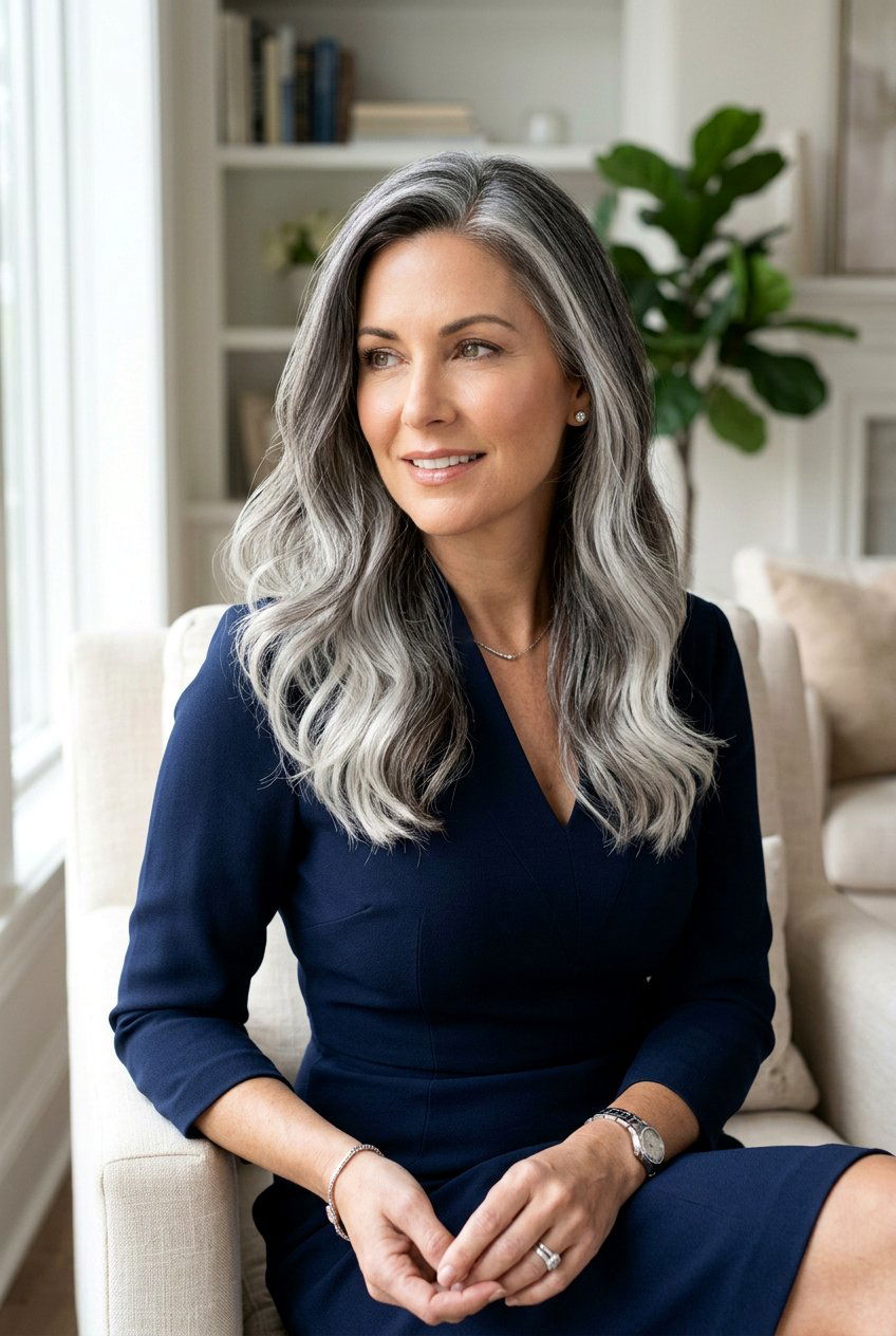 Color Melting Gray Hair Transition - 20 elegant gray blend hair color - 20 elegant gray blend hair color