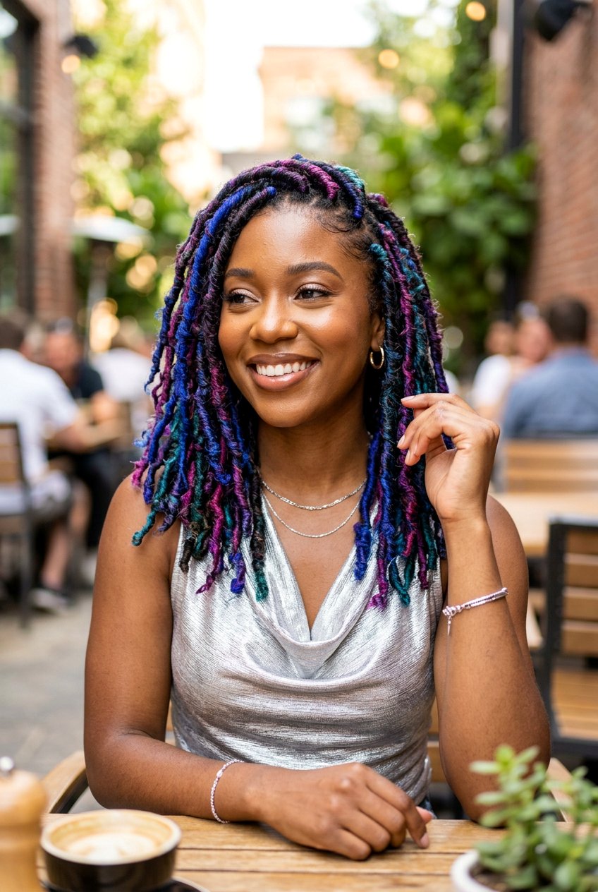 Colored Distressed Faux Locs - 20 distressed faux loc styles - 20 distressed faux loc styles