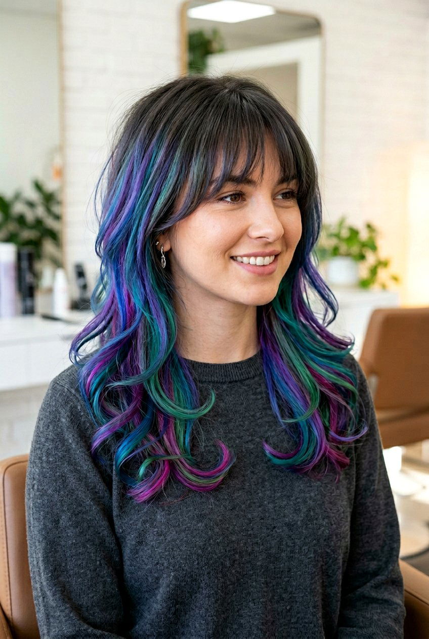 Colored Octopus Haircut With Curtain Bangs - 20 octopus haircut with curtain bangs