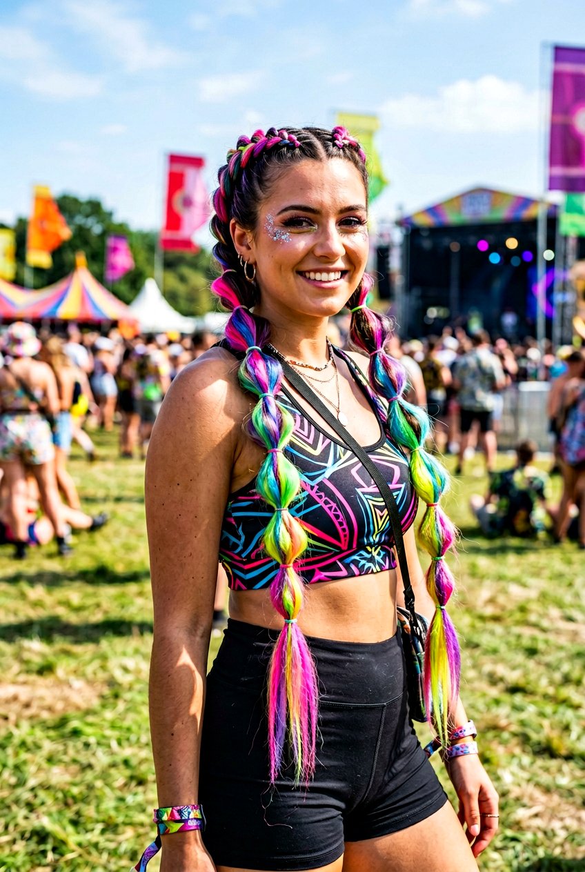 Colored Pull Through Braids - 20 rave hairstyles for women - 20 rave hairstyles for women