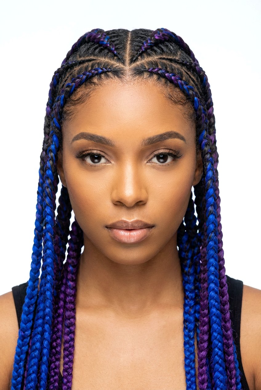 Colored Stitch Braids - 20 stitch braids hairstyles - 20 stitch braids hairstyles