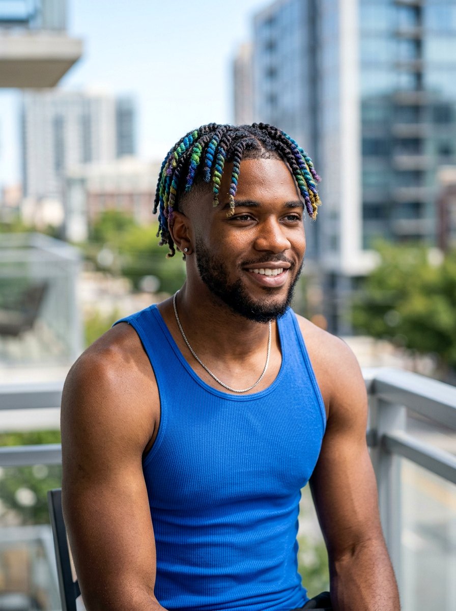 Colored Tips Twists With Taper Fade - 20 twists with taper fade men - 20 twists with taper fade men