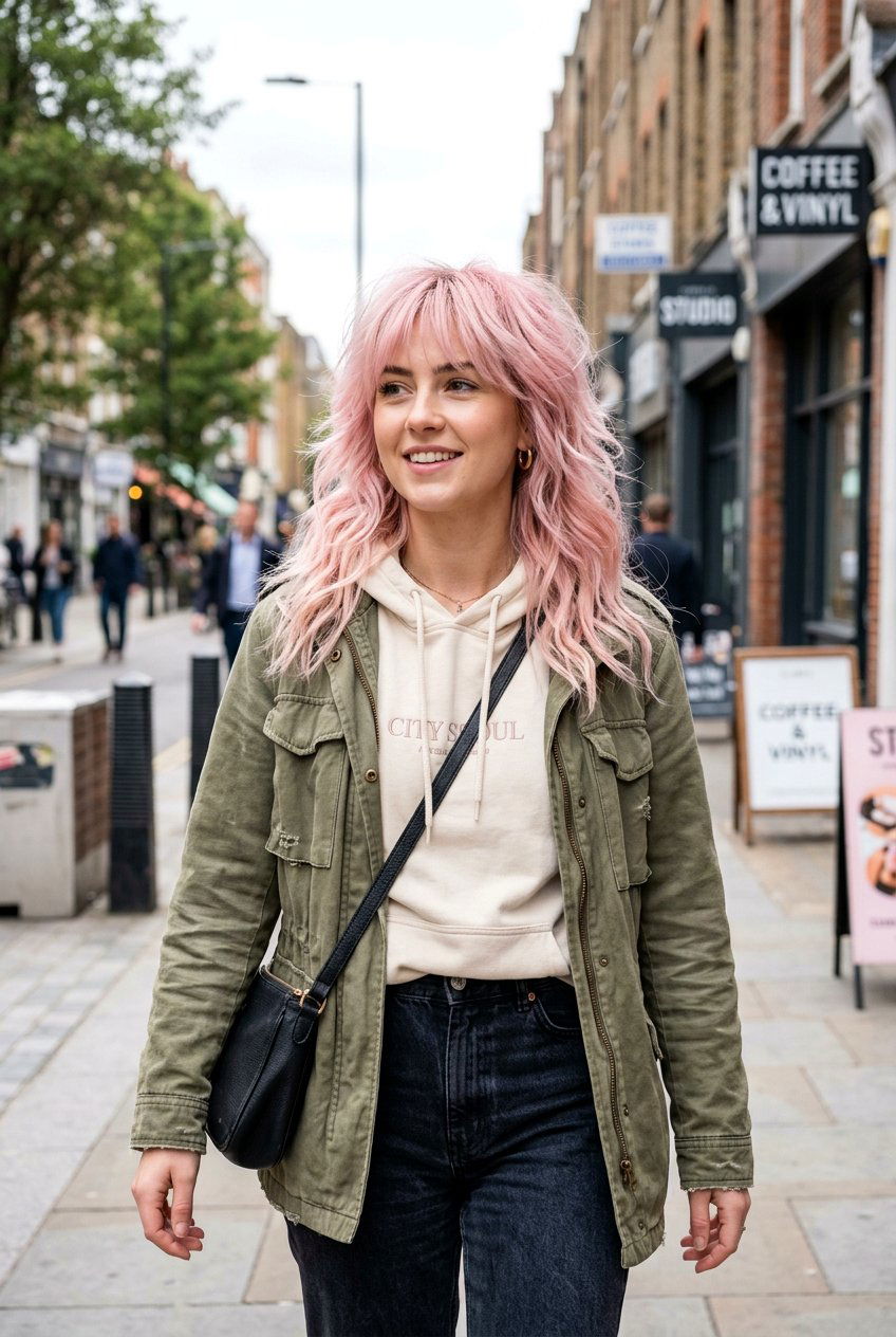 Colored Wolf Cut With Wispy Bangs - 20 wolf cut with wispy bangs - 20 wolf cut with wispy bangs