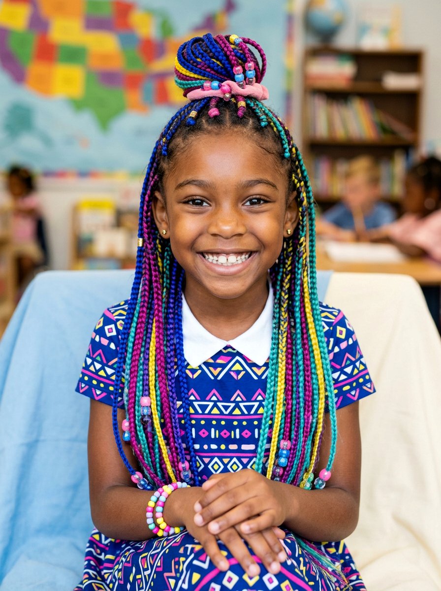 Colorful Box Braids For Picture Day - 20 picture day braids for black girls - 20 picture day braids for black girls
