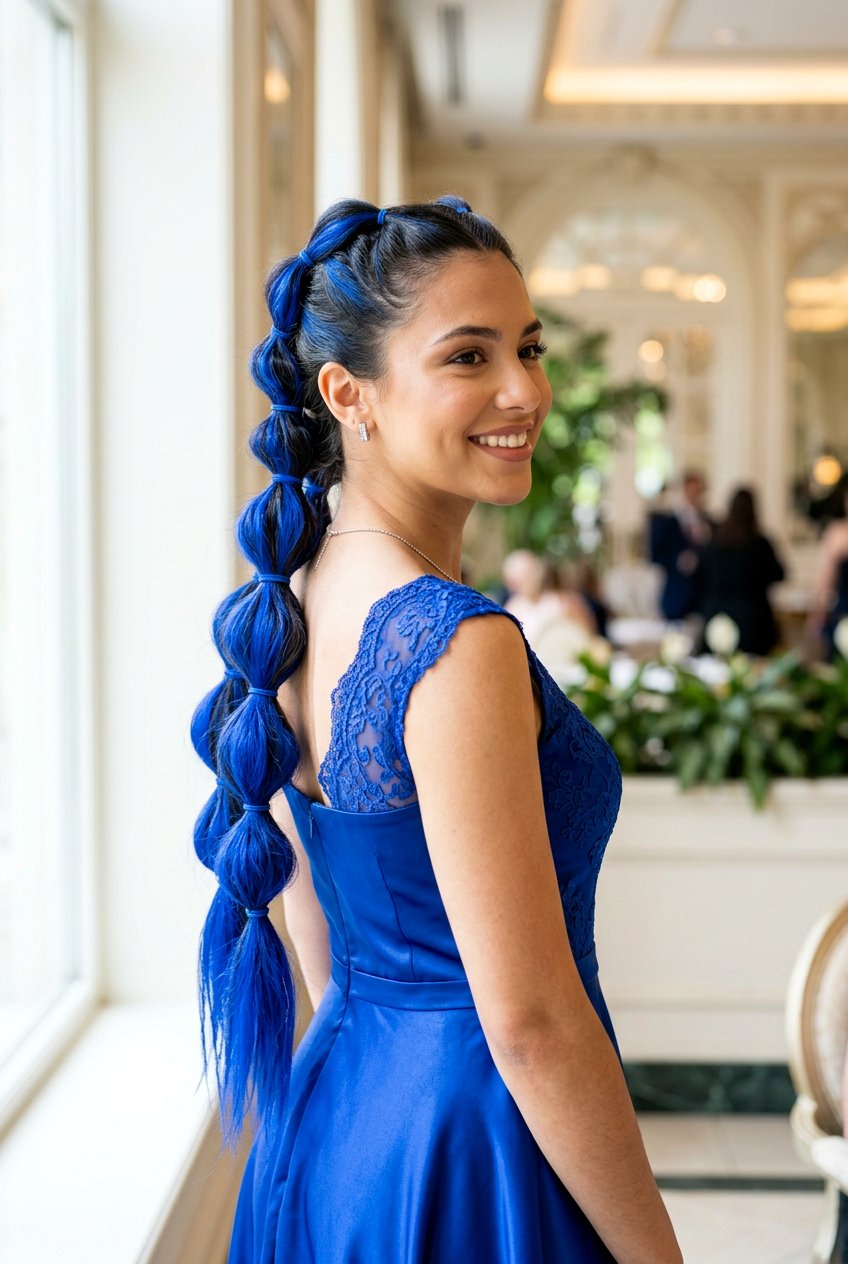 Colorful Bubble Braid - 20 prom hairstyle with bubble braid - 20 prom hairstyle with bubble braid