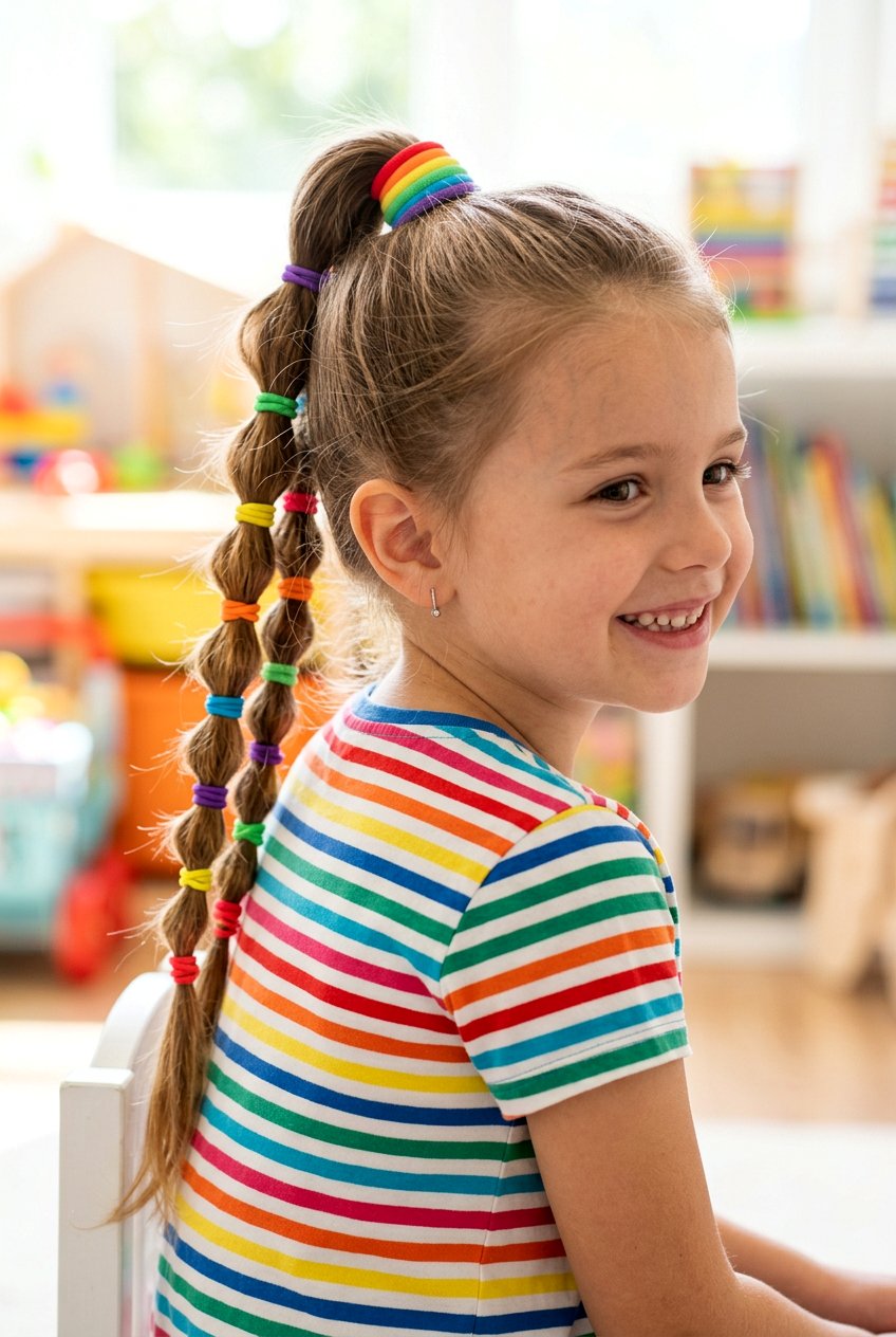 Colorful Elastic Bubble Braid - 20 bubble braid for little girls - 20 bubble braid for little girls
