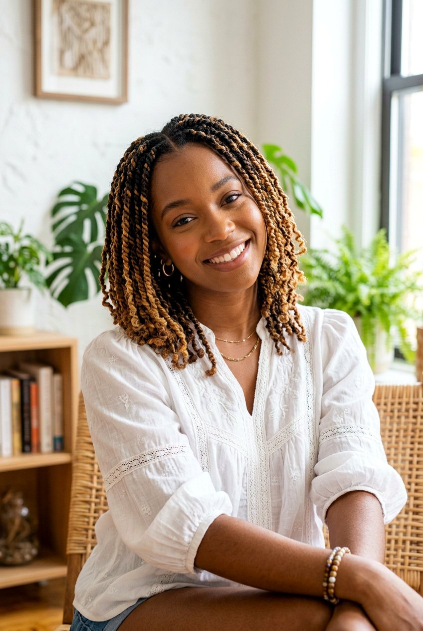 Colorful Mini Twists - 20 mini twists on 4c hair women - 20 mini twists on 4c hair women