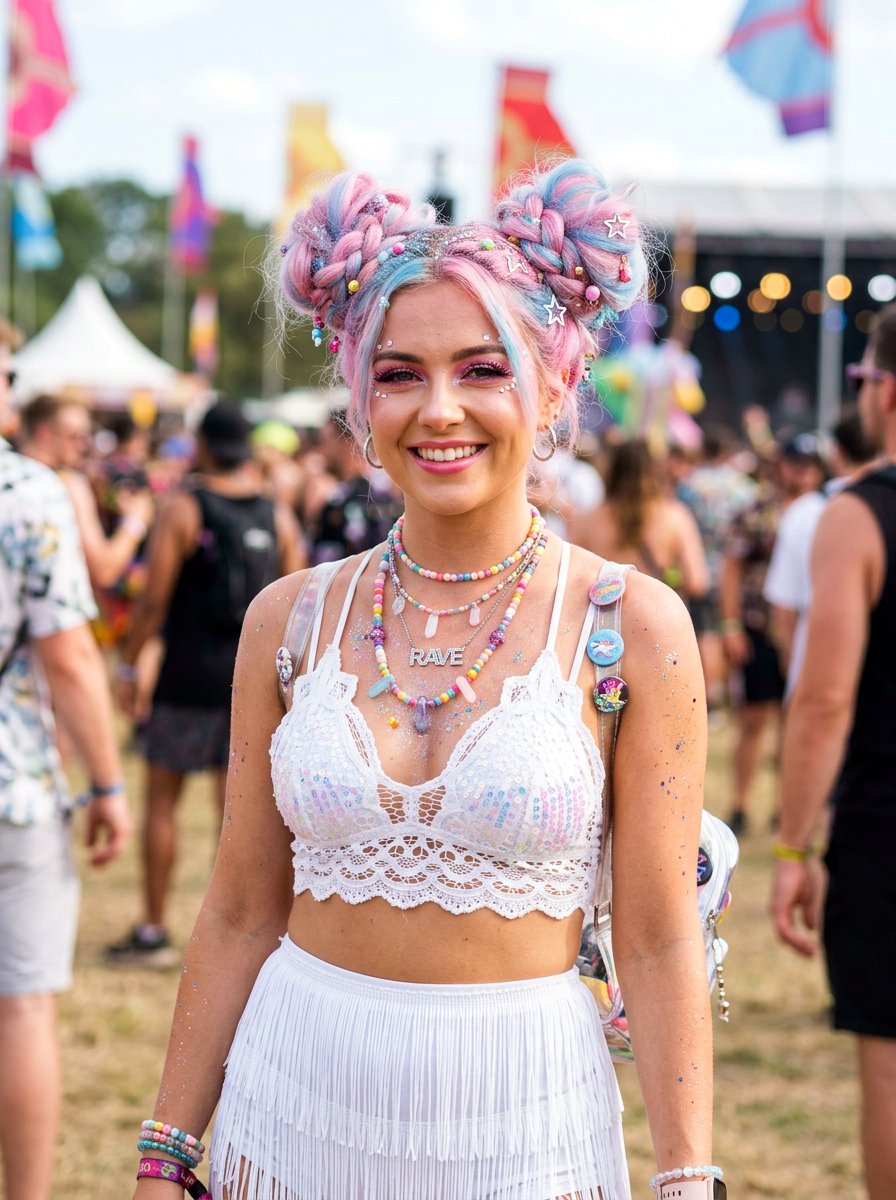 Colorful Space Buns - 20 party space buns hairstyle - 20 party space buns hairstyle