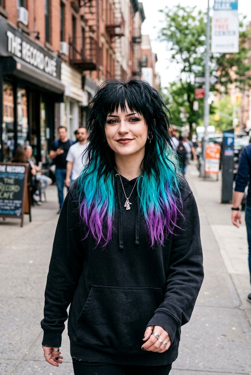 Colorful Tips Emo Shag - 20 emo shag haircut women - 20 emo shag haircut women