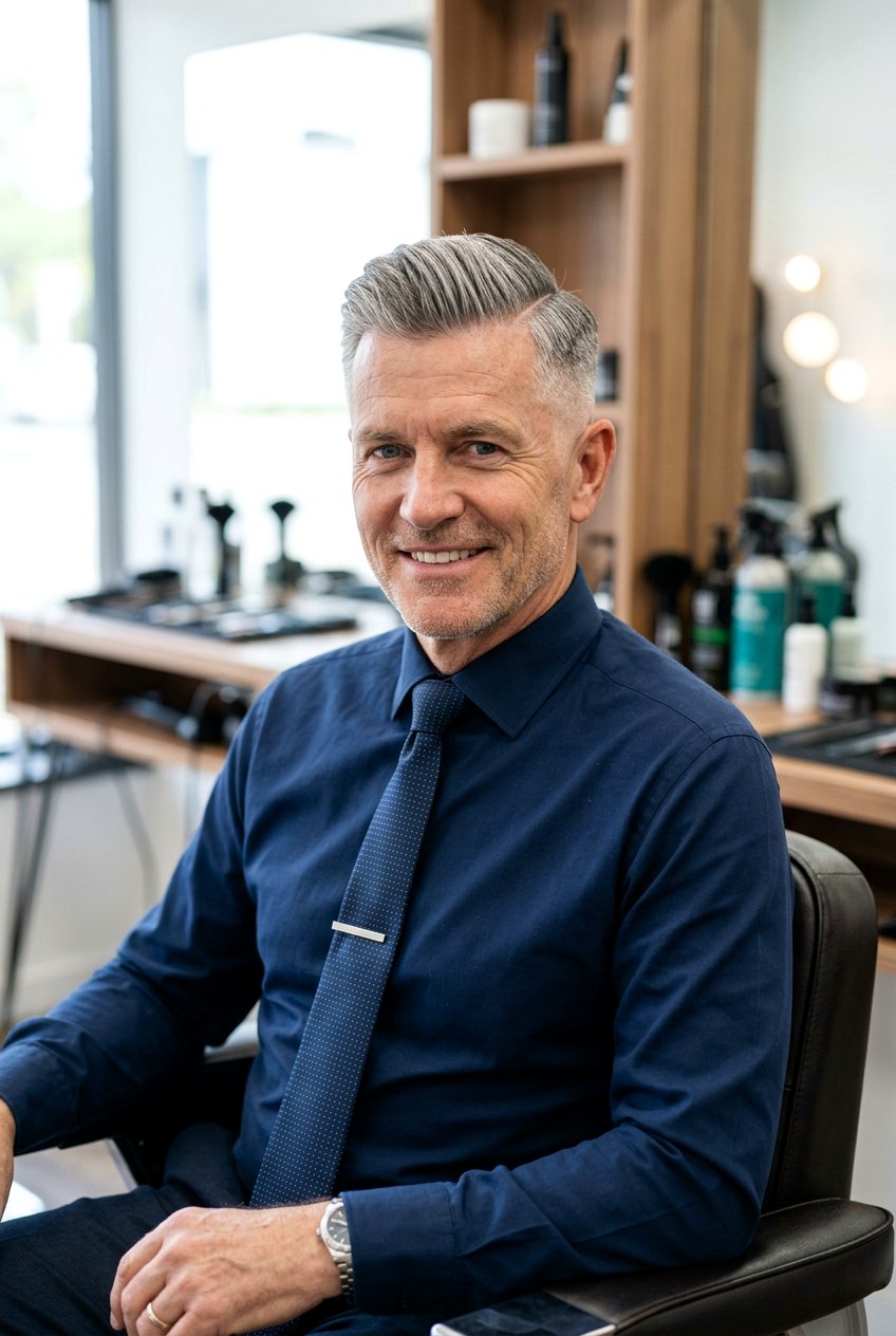 Comb Over Fade Gray Haircut - 20 men gray hairstyle for older professionals - 20 men gray hairstyle for older professionals